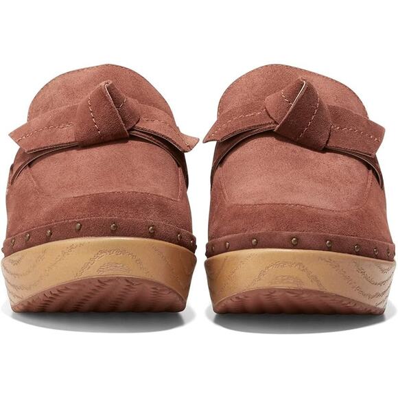 NWT Cole Haan Women's CLOUDFEEL Bow Clog, Sequoia Suede/Antique Brass, 6 - Picture 3 of 6